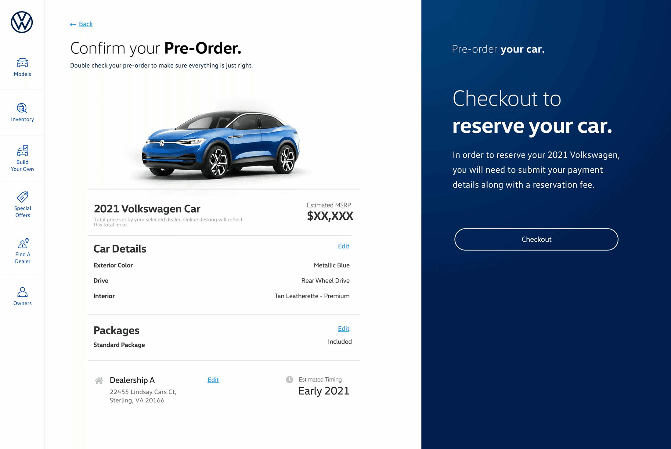 Checkout Flow + Reservation Confirmation mockup