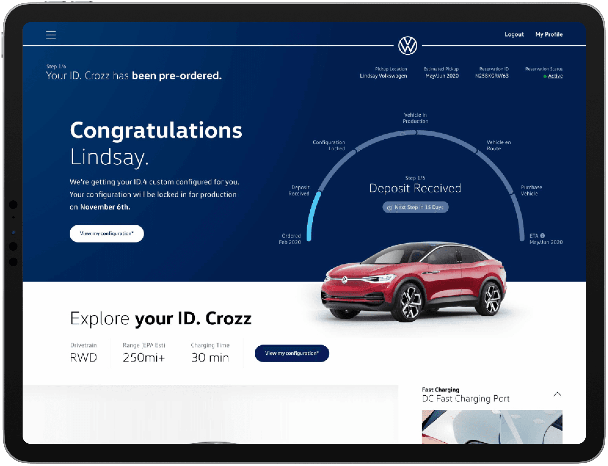 VW Reservation Experience on iPad